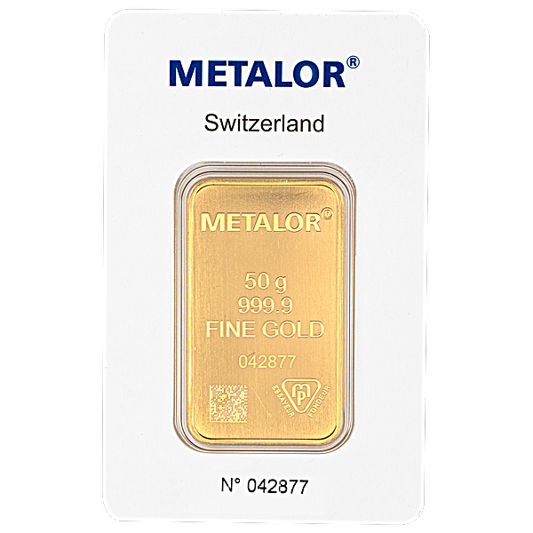 50 Gram Metalor Swiss Gold Bullion Bar