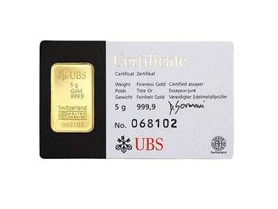 5 gram UBS Gold Bullion Bar