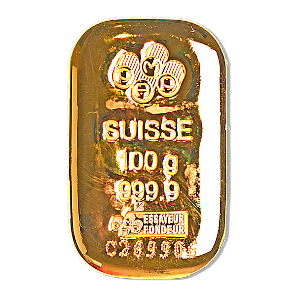 100 Gram PAMP Swiss Cast Gold Bullion Bar