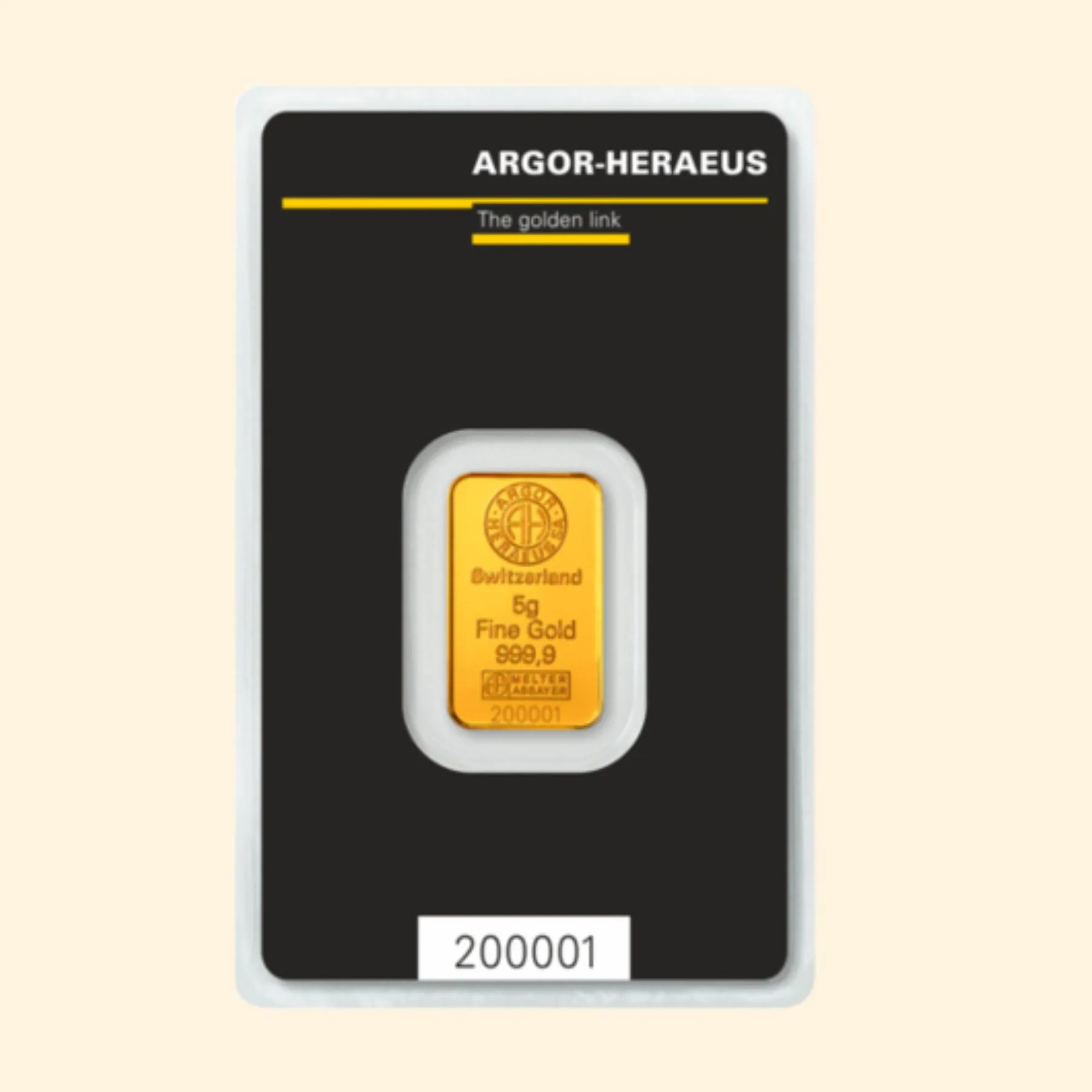 5 Gram Argor-Heraeus Swiss Gold Bullion Bar