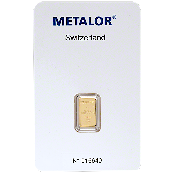 1 Gram Metalor Swiss Gold Bullion Bar