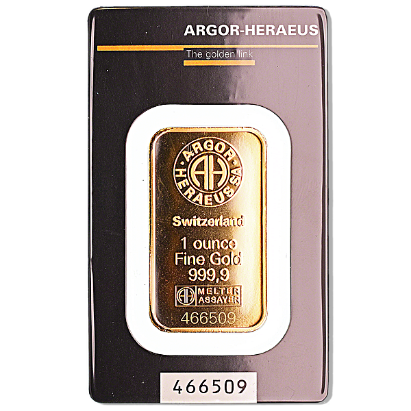 1 oz Argor-Heraeus Swiss Gold Bullion Bar