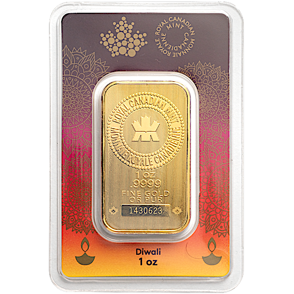 1 oz Royal Canadian Mint Diwali Gold Bullion Bar
