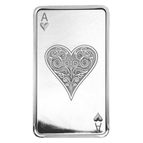 10 oz Ace of Hearts Silver Bullion Bar