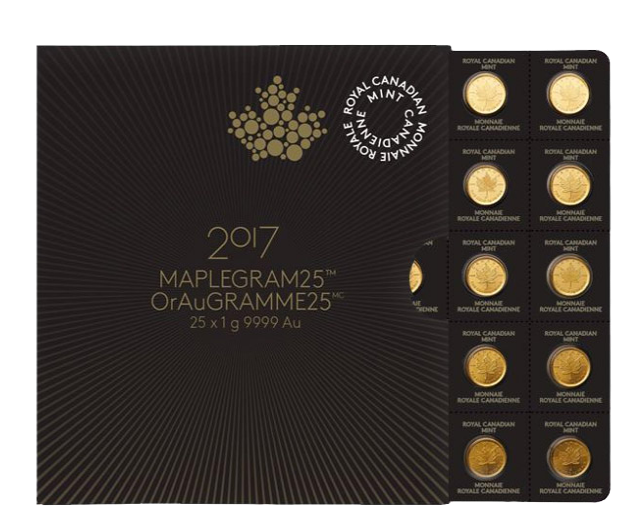 25×1 gram Canadian Gold Maplegram